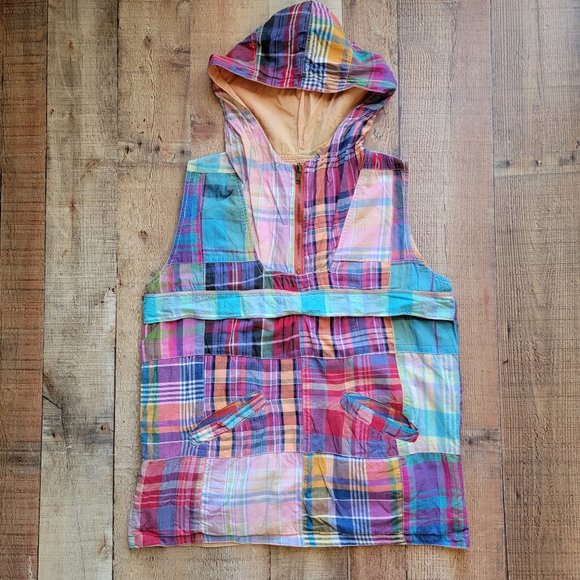 Jou Jou Quarter Zip Madras Pullover Vest - Picture 1 of 16